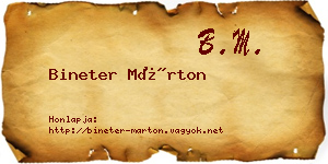 Bineter Márton névjegykártya